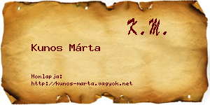 Kunos Márta névjegykártya